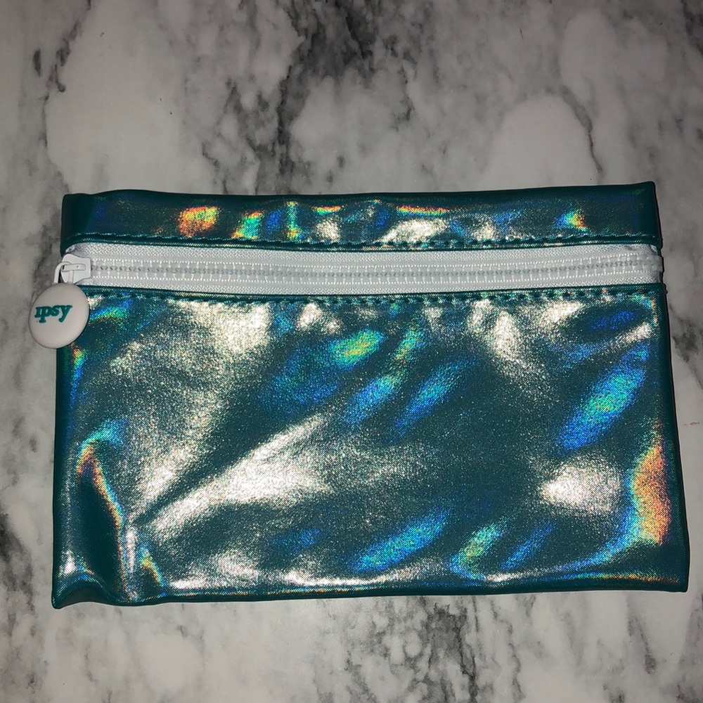 Blue Holographic Makeup Bag